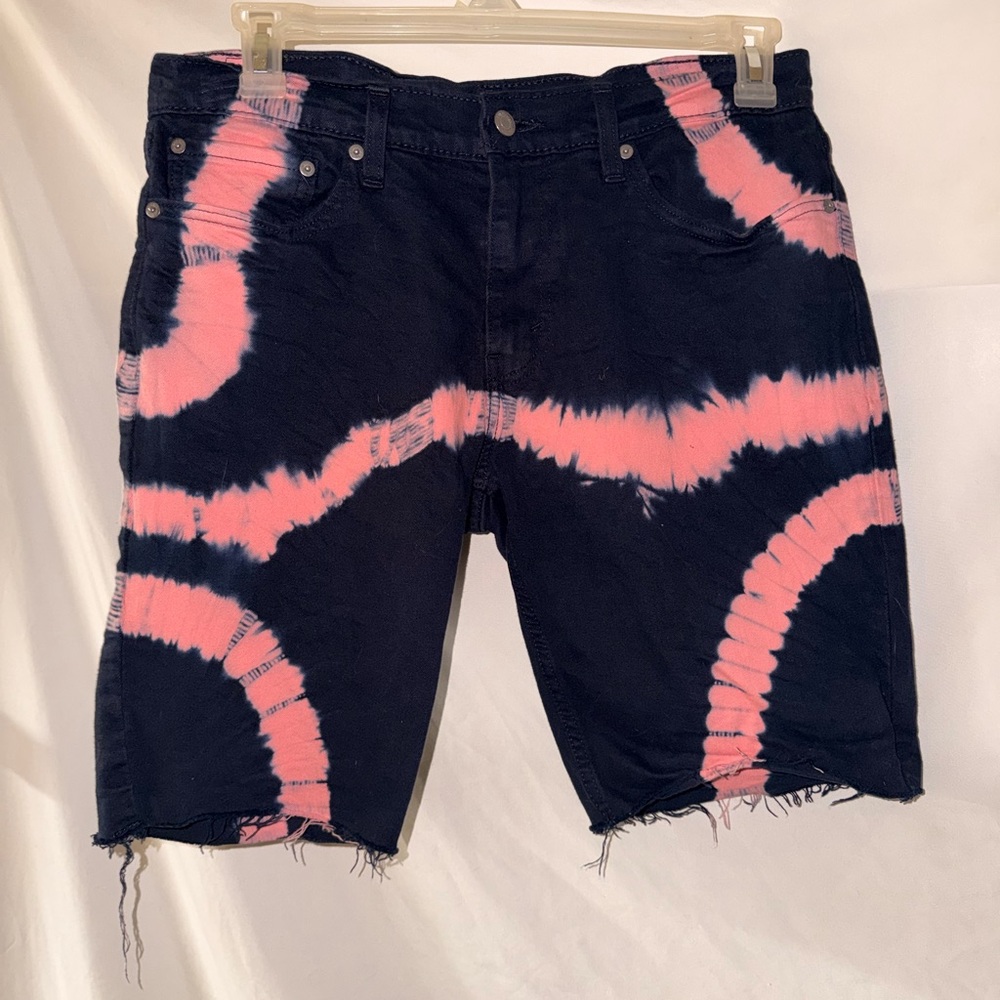 Levi's Tie-Dye Denim Shorts in Navy and Pink